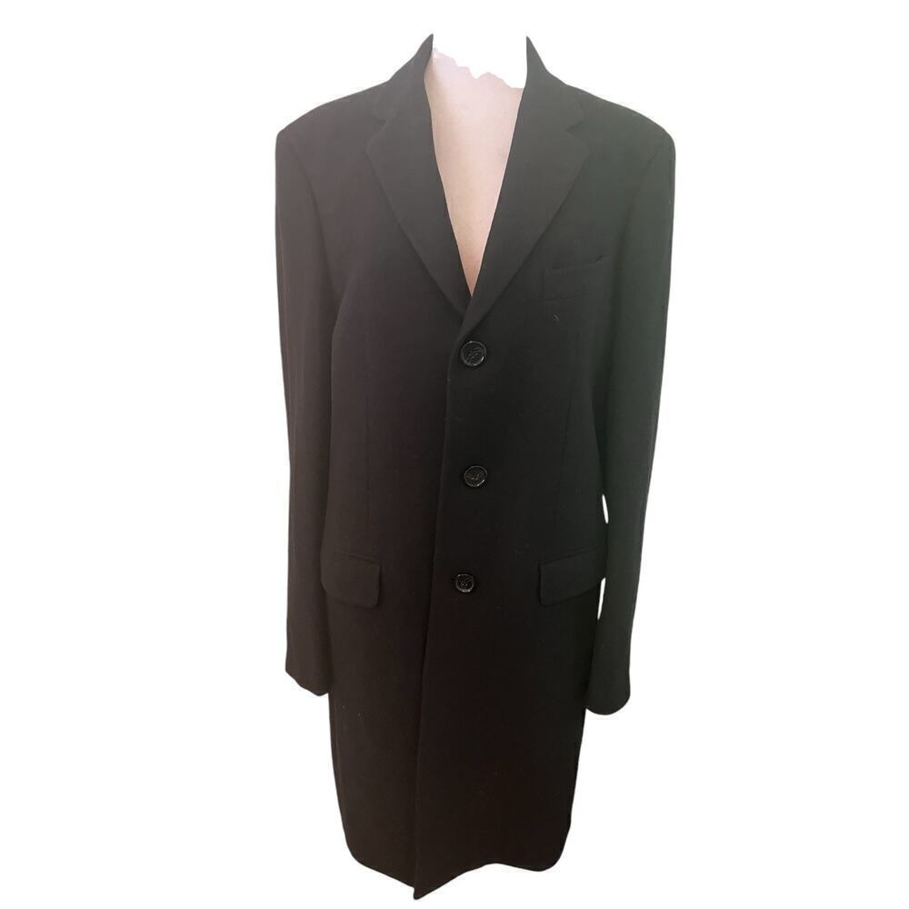 Michael Kors Wool Blend Black Long Overcoat 3 Button Closure S